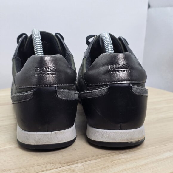 Hugo Boss Maze Low Sneakers US 8 Black Leather Fabric Casual Shoes UK 7 EU 41 - Picture 6 of 10